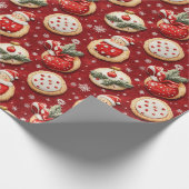赤いクリスマスクッキー ラッピングペーパー (角)