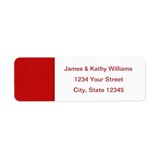 赤いクリスマスグリーティングカード差出人住所ラベル ラベル (正面)