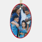 赤いクリスマスグリーンの写真の願い セラミックオーナメント (左)