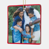 赤いクリスマスグリーンの写真の願い セラミックオーナメント (左)