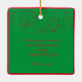 赤いクリスマスグリーンの写真の願い セラミックオーナメント (裏面)