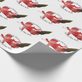 赤いクリスマスサボテンのフローラ写真とグリーティング ラッピングペーパー (角)