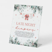 赤いクリスマスサンタベビーシャワー深夜おむつ 台座サイン (正面)