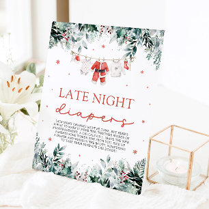 赤いクリスマスサンタベビーシャワー深夜おむつ 台座サイン