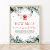 赤いクリスマスサンタベビーママのお腹の大きさ ポスター