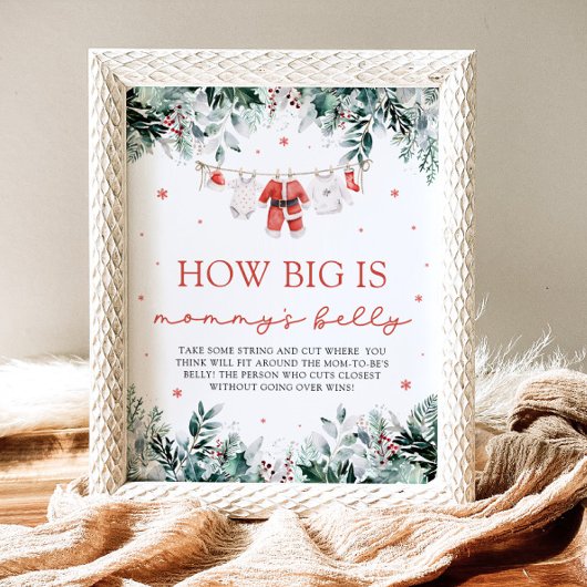 赤いクリスマスサンタベビーママのお腹の大きさ ポスター
