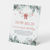 赤いクリスマスサンタベビーママのお腹の大きさ 台座サイン (正面)