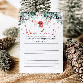 赤いクリスマスサンタ 私は誰？ ベビーシャワーゲーム 招待状