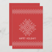赤いクリスマスシーズンのスカンジナビアのスノーフレーク シーズンカード (正面/裏面)