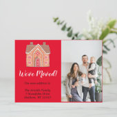 赤いクリスマスジンジャーブレッドホームフォトムービング シーズンカード (スタンド正面)