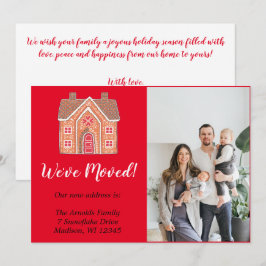 赤いクリスマスジンジャーブレッドホームフォトムービング シーズンカード