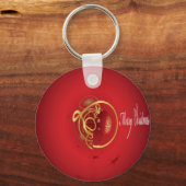 赤いクリスマスジンルベルは良い賛美日を持っている キーホルダー (正面)