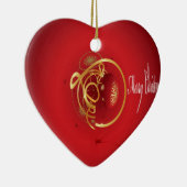 赤いクリスマスジンルベルは良い賛美日を持っている セラミックオーナメント (右)