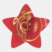 赤いクリスマスジンルベルは良い賛美日を持っている 星シール (正面)