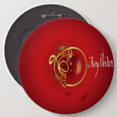 赤いクリスマスジンルベルは良い賛美日を持っている 缶バッジ (正面&裏面)