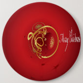 赤いクリスマスジンルベルは良い賛美日を持っている 缶バッジ (正面)