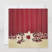 赤いクリスマススター ダマスク ゴールド ウェディング 招待状 (裏面)