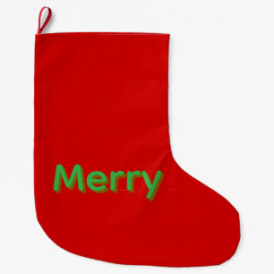 赤いクリスマスストッキンクに緑の名前 ラージクリスマスストッキング