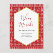 赤いクリスマスセーター引っ越しのお知らせはがき ポストカード (正面)