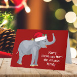 赤いクリスマスゾウかわいいカスタム子たち シーズンカード<br><div class="desc">クリスマスは可愛い休日お気に入りのの動物が私の一部だ。赤いかわいらしサンタ帽をかぶった象が幸せそうに見える。これは私にクリスマス精神を満たす。この子供のホリデーカードをメッセージでパーソナライズする。</div>