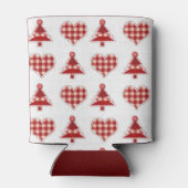 赤いクリスマスツリーとハートのパターン 缶クーラー (裏面)