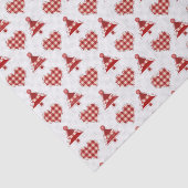 赤いクリスマスツリーとハートのパターン 薄葉紙 (詳細)