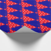 赤いクリスマスツリーとハート，青 ラッピングペーパー (角)