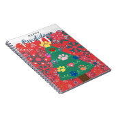 赤いクリスマスツリーと前足のオーナメント ノートブック (右側)