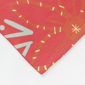 赤いクリスマスツリーと前足のオーナメント フリースブランケット (角)