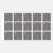 赤いクリスマスツリーと雪片のベーキングラベル ラベル (シート)