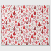 赤いクリスマスツリーのギフトラッピング紙 ラッピングペーパー (フラット)