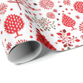 赤いクリスマスツリーのギフトラッピング紙 ラッピングペーパー (ロールコーナー)