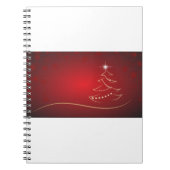 赤いクリスマスツリーのクリスマスメリークリスマス ノートブック (正面)