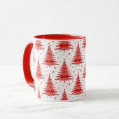 赤いクリスマスツリーのパターンギフト マグカップ (正面左)
