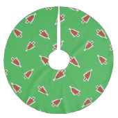 赤いクリスマスツリーのパターン緑 ブラッシュドポリエステルツリースカート (正面)