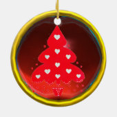赤いクリスマスツリーのホリデーパーティーレッド セラミックオーナメント (裏面)