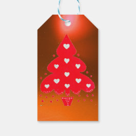 赤いクリスマスツリーのホリデーパーティー オレンジ ギフトタグ