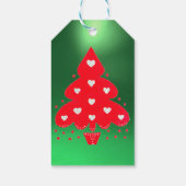 赤いクリスマスツリーのホリデーパーティー 緑 ギフトタグ (裏面)
