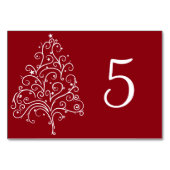 赤いクリスマスツリーの冬のウェディングテーブルナンバー テーブルナンバー (正面)