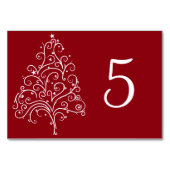 赤いクリスマスツリーの冬の結婚式テーブルナンバー テーブルナンバー (裏面)