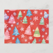 赤いクリスマスツリーの水色 シーズンポストカード (正面)