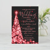 赤いクリスマスツリーは休日のカップルのシャワーをつけます 招待状 (スタンド正面)