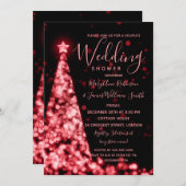 赤いクリスマスツリーは休日のカップルのシャワーをつけます 招待状 (正面/裏面)