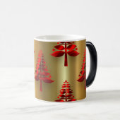 赤いクリスマスツリーオン金ゴールド モーフィングマグカップ (正面右)
