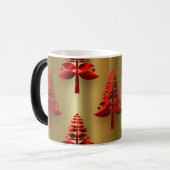 赤いクリスマスツリーオン金ゴールド モーフィングマグカップ (正面左)