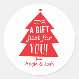 赤いクリスマスツリーギフト ラウンドシール