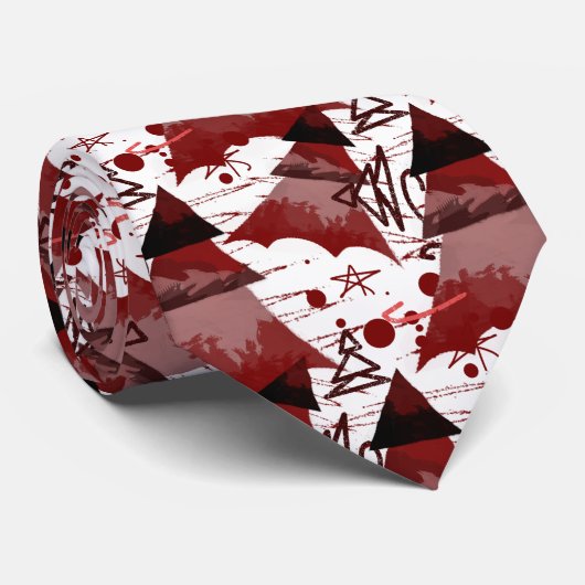 赤いクリスマスツリーパターン ネクタイ (ロール)