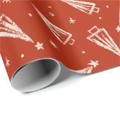 赤いクリスマスツリーパターン ラッピングペーパー (ロールコーナー)