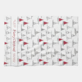 赤いクリスマスツリーパターン#5 ID1009 キッチンタオル (横)