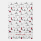 赤いクリスマスツリーパターン#5 ID1009 キッチンタオル (縦)
